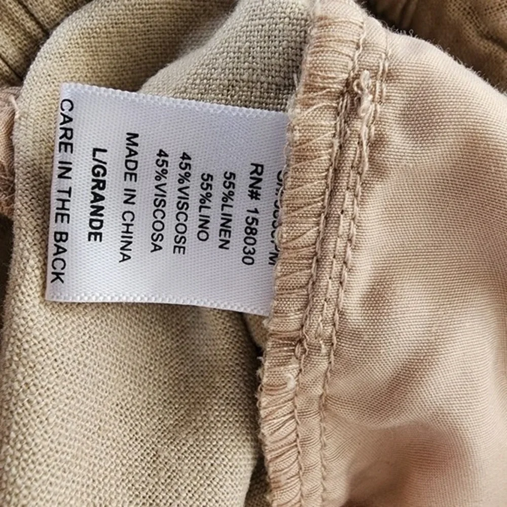 Love Tree Wide Leg Pants Womens Large Beige Linen Blend Boho Coastal Beachy - Picture 3 of 9